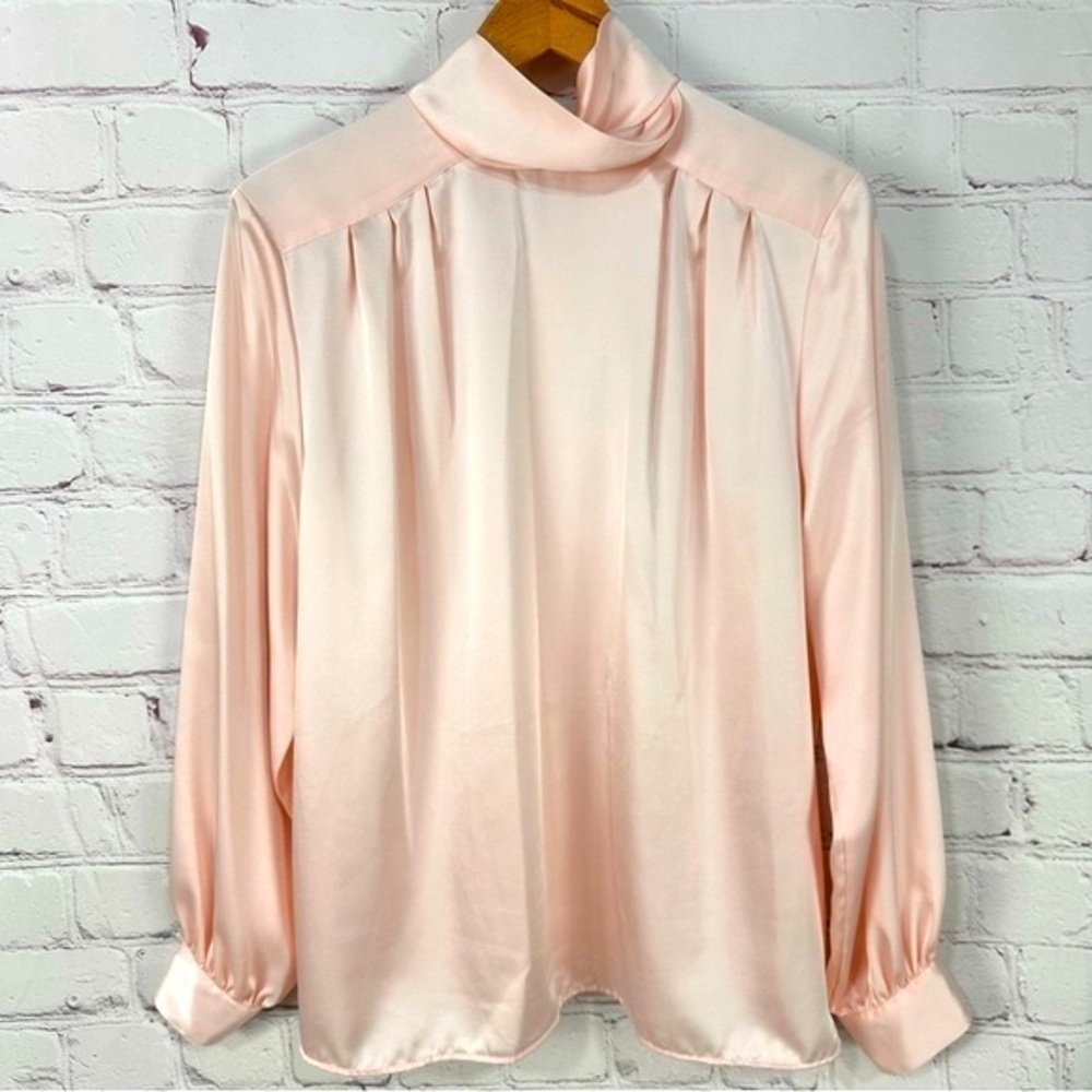 Vintage womens blouse shirt top soft pastel pink flowy size 10 girly Barbiecore